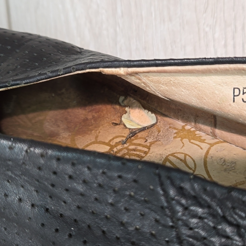 Fly London Black Perforated Peep-Toe Wedge Sandals - Picture 9 of 16